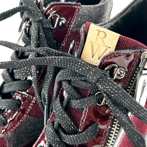 Ron White Rayla High Top Wedge Sneaker 39 8.5 9 NWOT Burgundy Black - Picture 6 of 9